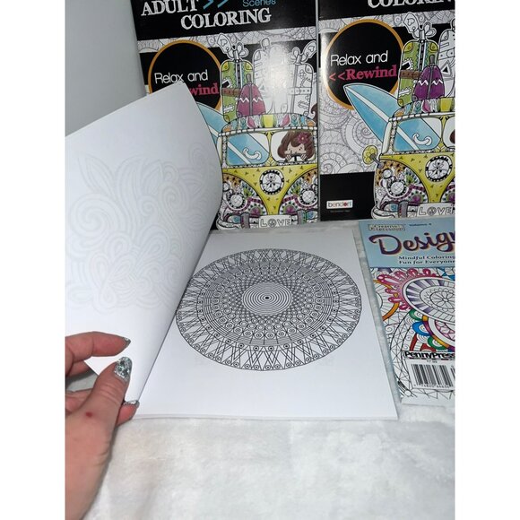New Adult Mandalas and Designs Coloring Books Set of 5 - Picture 3 of 7